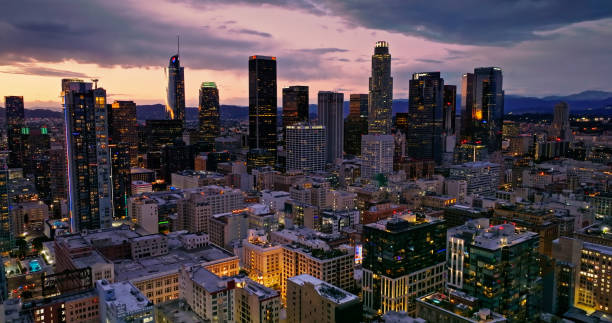 istock Los Angeles Skyline at Sunset-Aerial 1372634158