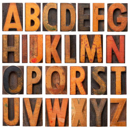 Letra del alfabeto de madera Vintage bloques photo