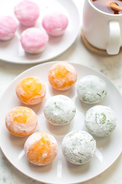 istock Mochi ice cream with green tea on table 1372635573
