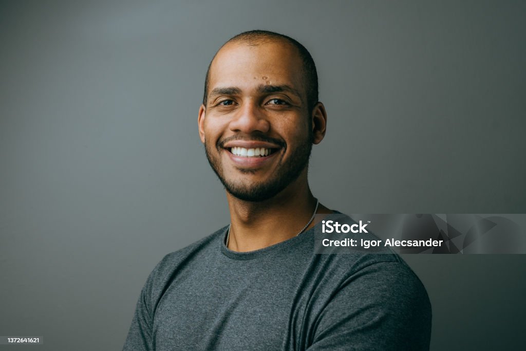 Portrait of a businessman on gray background Men Stock Photo