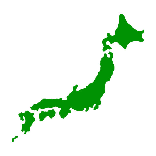 日本地図シルエットアイコン編集可能なベクター。 - 北海道点のイラスト素材／クリップアート素材／マンガ素材／アイコン素材