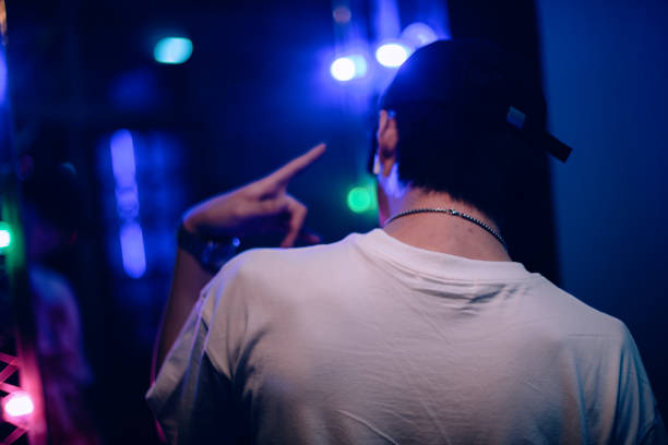 Asian handsome young men under neon lights