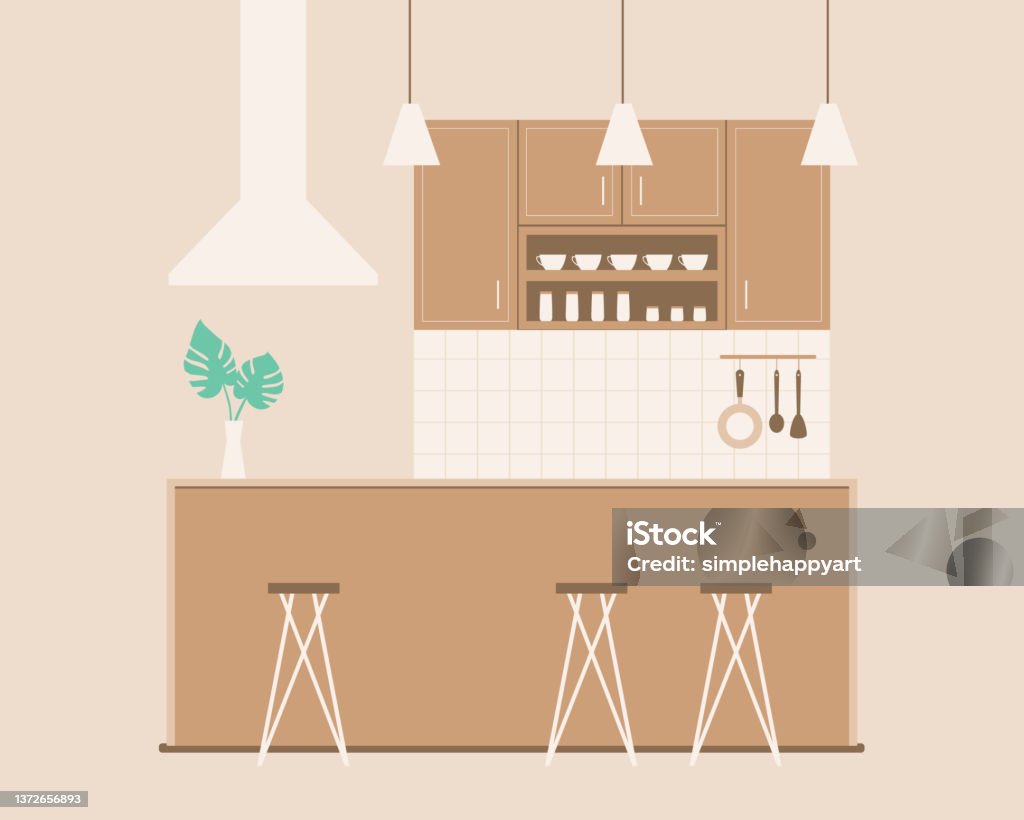 Empty Kitchen Printable Empty Kitchen Interior Stock Illustration - Download Image Now - Blank ...