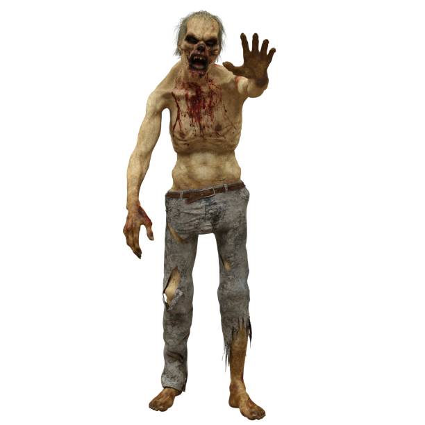 istock Zombie male isolated white background 3d illustration 1372662394