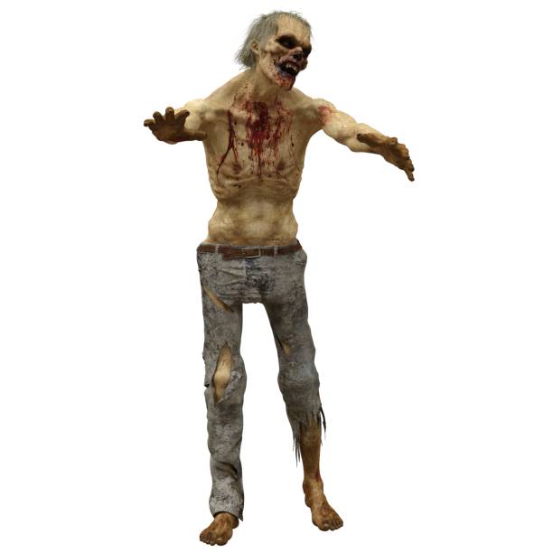 istock Zombie male isolated white background 3d illustration 1372662395