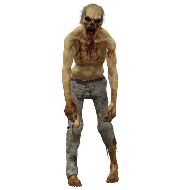 istock Zombie male isolated white background 3d illustration 1372662410