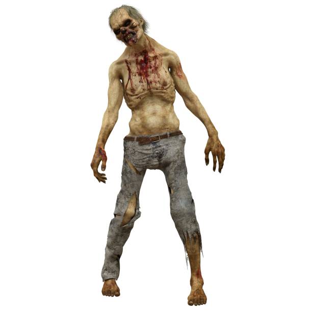 istock Zombie male isolated white background 3d illustration 1372662415