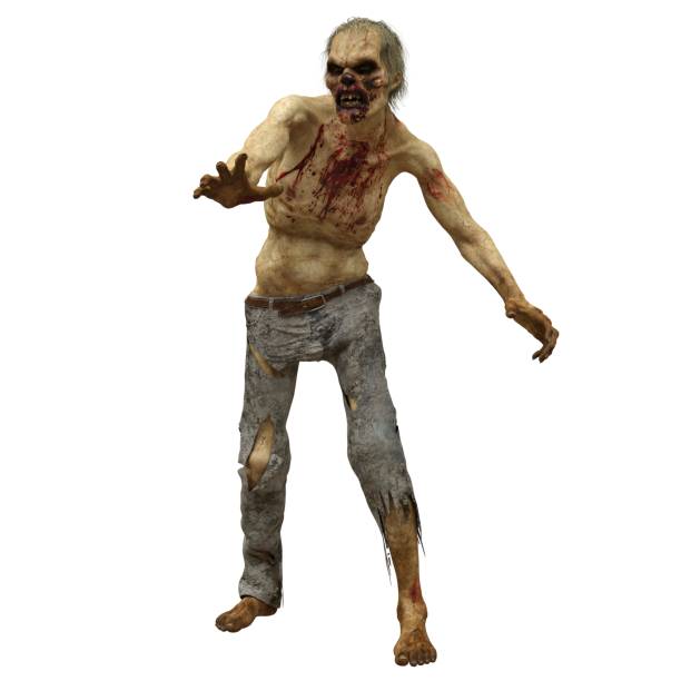istock Zombie male isolated white background 3d illustration 1372662427
