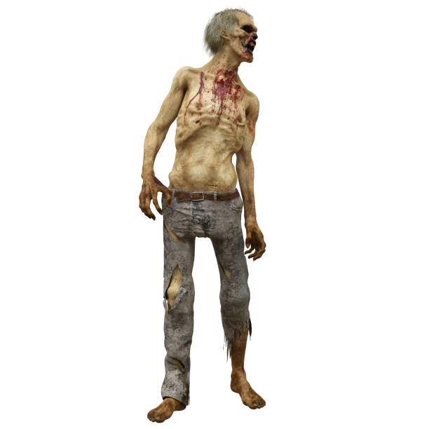 istock Zombie male isolated white background 3d illustration 1372662504