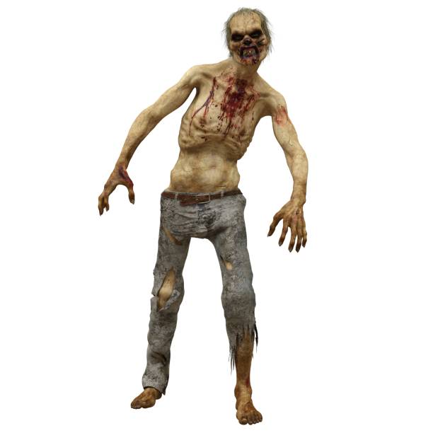 istock Zombie male isolated white background 3d illustration 1372662524