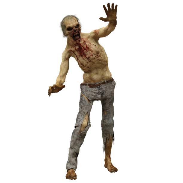 istock Zombie male isolated white background 3d illustration 1372662525