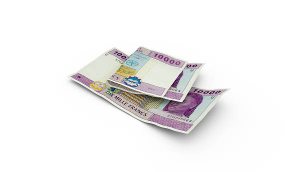 istock 3D rendering of Double 10000 Central African CFA franc notes isolated on white background 1372665945