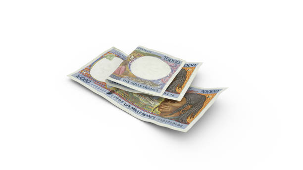 istock 3D rendering of Double 10000 Central African CFA franc notes isolated on white background 1372665956