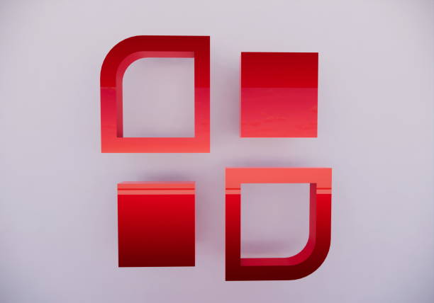 istock 3d rendering for a product stand or studio with red boxes and red photo frames too 1372666586