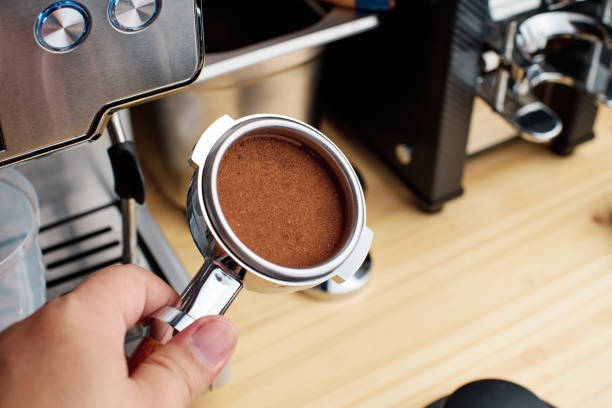 istock Closeup of compacted coffee powder 1372668407