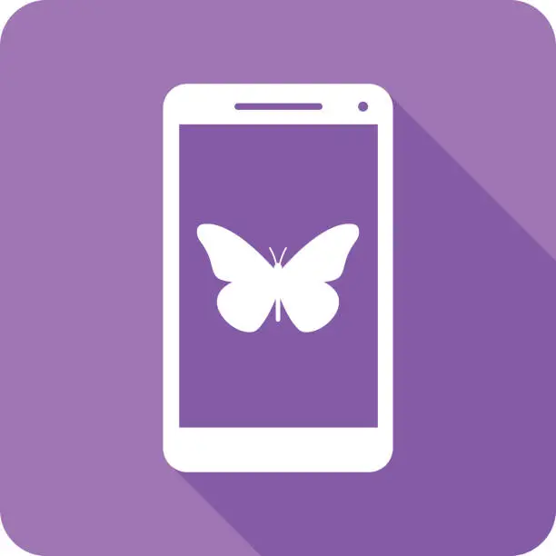 Vector illustration of Butterfly Smartphone Icon Silhouette