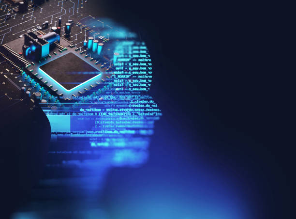 istock 3d illustration of cyber robot human on technology background. 1372681585