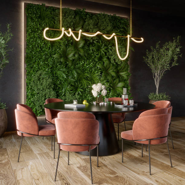 istock Vertical Green Wall in a living room interior, 3d render 1372682858