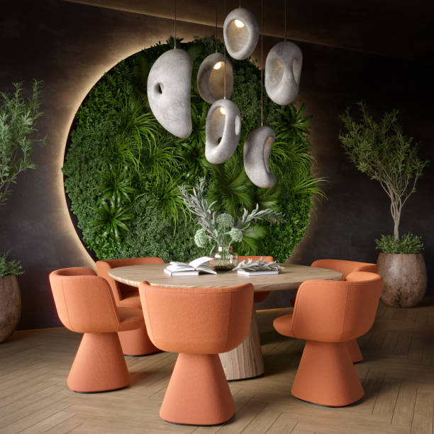 istock Vertical Green Wall in a living room interior, 3d render 1372682860