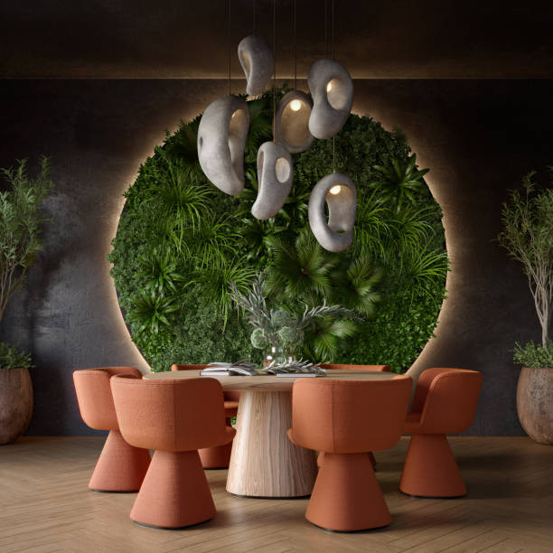 istock Vertical Green Wall in a living room interior, 3d render 1372682869
