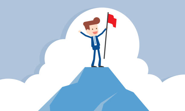 istock Successful businessman standing on top of the mountain 1372683066