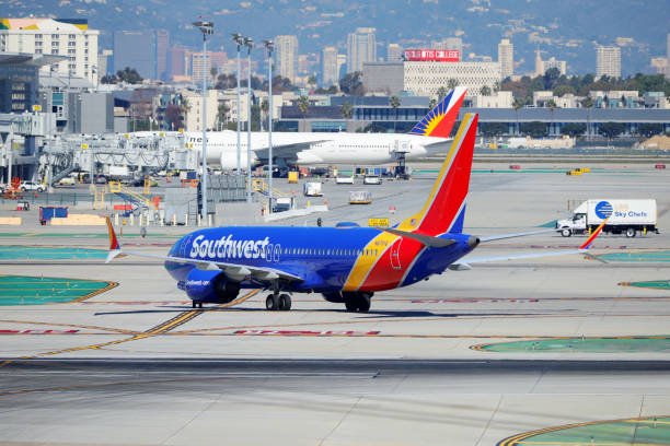 Southwest Airlines Boeing 737 MAX 8 Aircraft, Los Angeles International Airport (LAX) stock photo