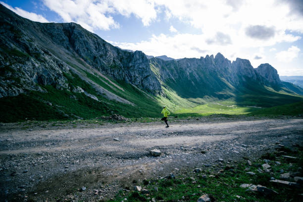 istock Woman trail runner running on mountain top 1372689269