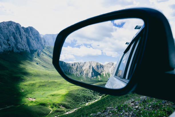 Driving off road car in high altitude  mountains