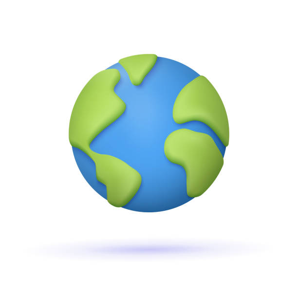 Planet Earth, globe with world map. Ecology concept. 3d vector icon. Cartoon minimal style. Planet Earth, globe with world map. Ecology concept. 3d vector icon. Cartoon minimal style. green clay stock illustrations