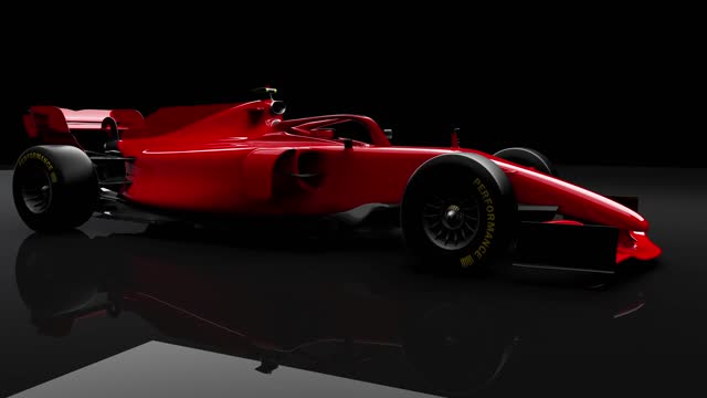 generic racecar (racing car) prototype, photorealistic render, silhouette on black