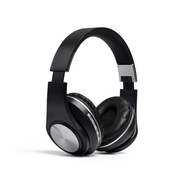 istock Modern black wireless headphones isolated on white background with clipping path. 1372698820
