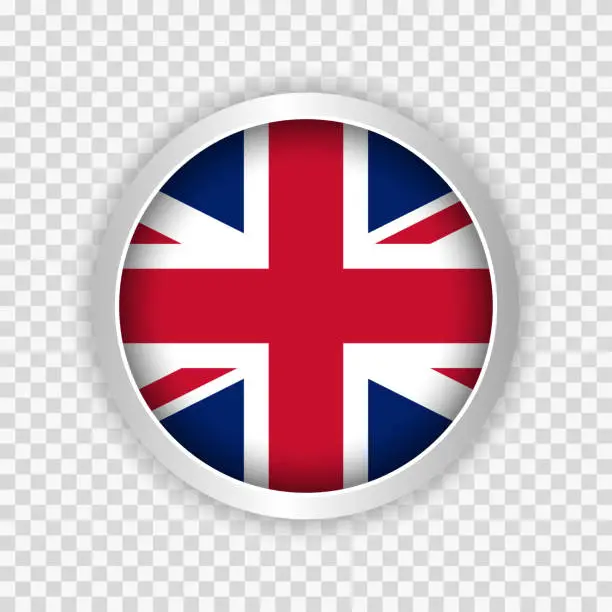 Vector illustration of Flag of United Kingdom on round button on transparent background element for websites