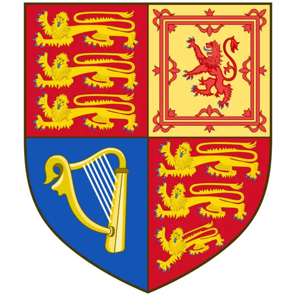 Vector illustration of Coat of arms of United Kingdom of Great Britain and Northern Ireland is a sovereign country in north-western Europe