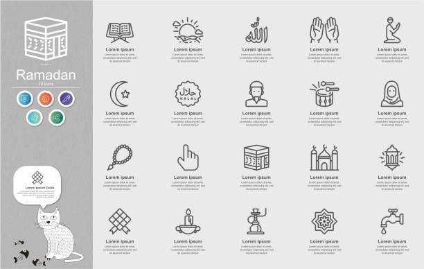 Ramadan Kareem ,Islam and Islamic Line Icons Content Infographic Ramadan Kareem ,Islam and Islamic Line Icons Content Infographic haji stock illustrations