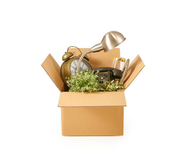 istock Brown cardboard box isolated on white background, home object and moving style. 1372703125