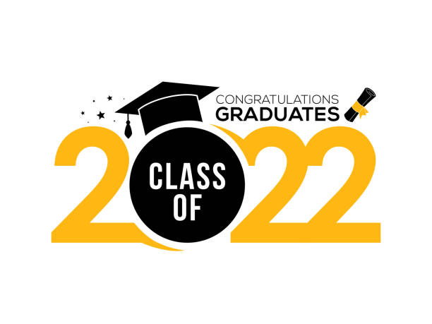 выпускные поздравления старшей школы значок эмблема иллюстрация изолированный символ - graduation stock illustrations