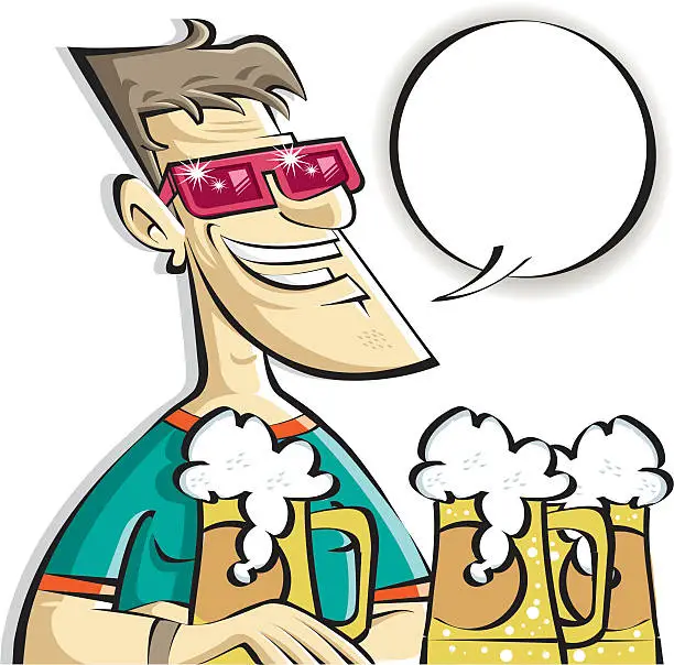 Vector illustration of beer man and his babies