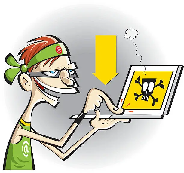 Vector illustration of hacker at work