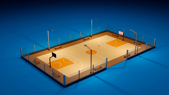 Street basketball court. Sport team concept.3d render.