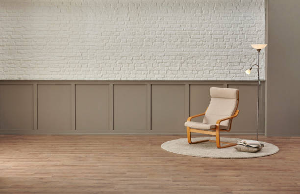 istock Reading room bookshelf old brick wall cozy interior decoration 1372713619