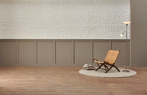 istock Reading room bookshelf old brick wall cozy interior decoration 1372713661