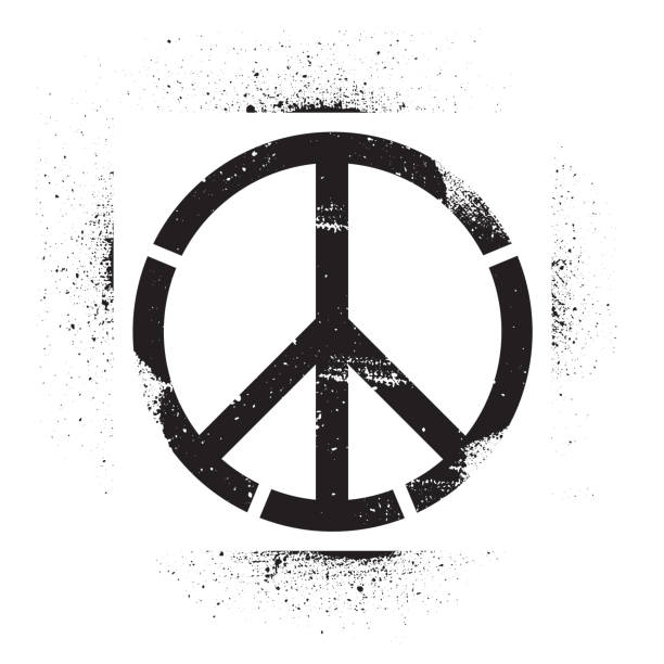 ilustrações de stock, clip art, desenhos animados e ícones de pacifist, symbol of peace. black graffiti on white background. vector sign - manifestação de paz