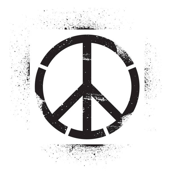 Pacifist, symbol of peace. Black graffiti on white background. Vector sign Pacifist, symbol of peace. Black graffiti on white background. Vector sign peace demonstration stock illustrations