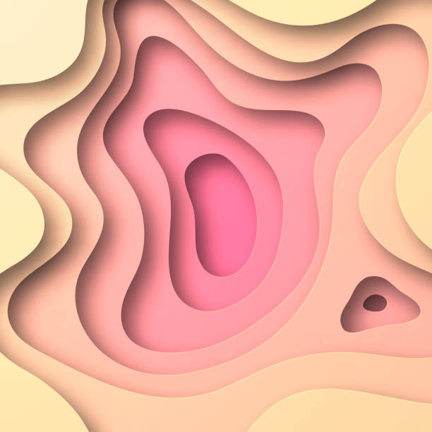 istock Paper cut background - Orange abstract wave shapes - Trendy 3D design 1372719576