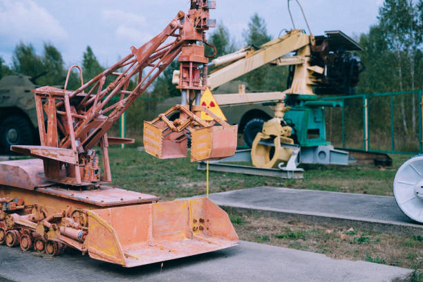 Different robots were used to clean up radioactive waste after the Chernobyl disaster. Several of these are on display in the exclusion zone.