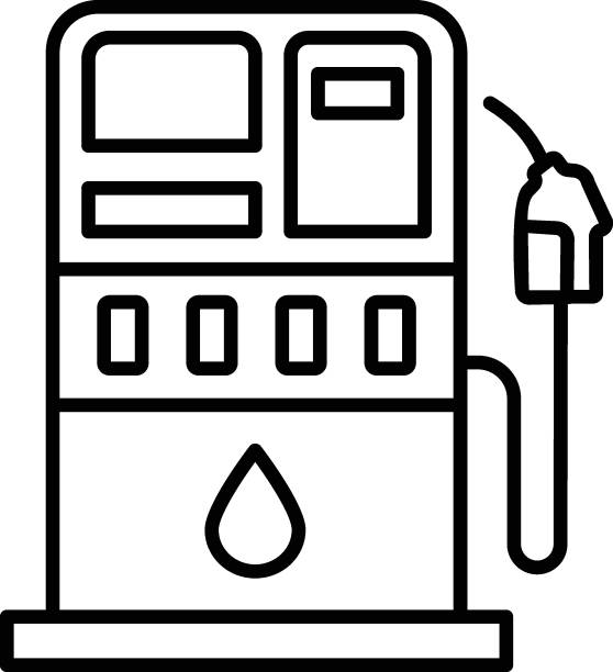 zautomatyzowana stacja napełniania biopaliw vector icon design, symbol ropy naftowej i gazu płynnego, znak ropy naftowej i benzyny, ilustracja giełdowa rynku energii i energii, koncepcja cyfrowego dystrybutora paliwa - fracking oil rig industry exploration stock illustrations