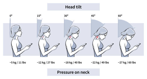 illustrations, cliparts, dessins animés et icônes de pression de charge cou tête angle d’inclinaison vectoriel illustration - cou