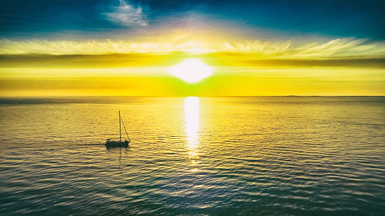 A colorful sundown above the beach of Pattaya