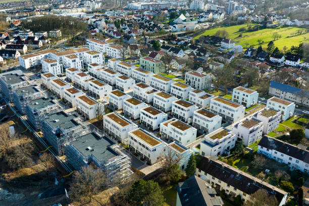 istock Aerial view over a newly developed housing area 1372730835