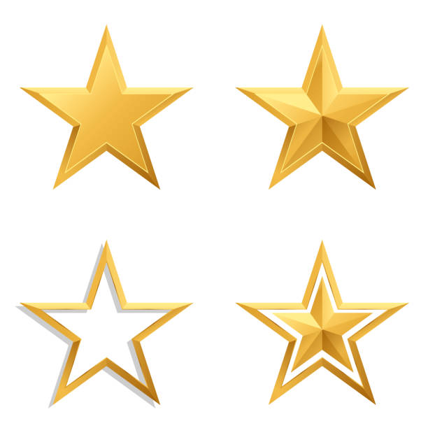 istock Star, set of realistic golden stars. Vector, cartoon illustration. Vector. 1372732534